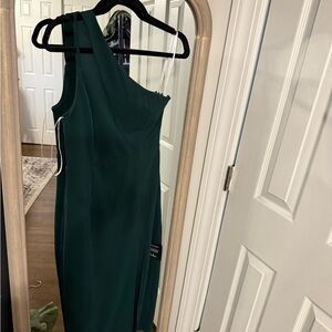 Lulu's Forest Green One-Shoulder Dress
